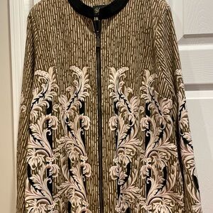 Elegant Brown and Pink Embroidered Women's Jacket